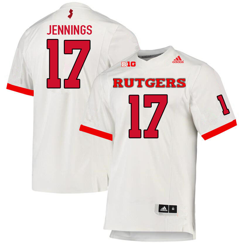Men #17 Deion Jennings Rutgers Scarlet Knights College Football Jerseys Sale-White - Click Image to Close